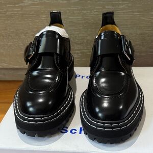 Proenza Schouler Black Lug Sole Buckle Oxfords
